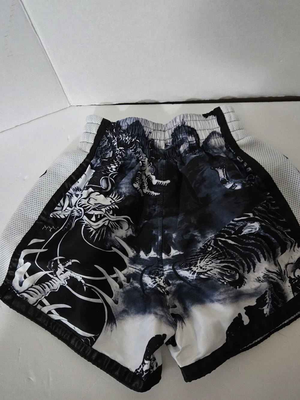 Floury Mens MTSF113 Dragon Vs Tiger Thai Boxing Shorts Medium